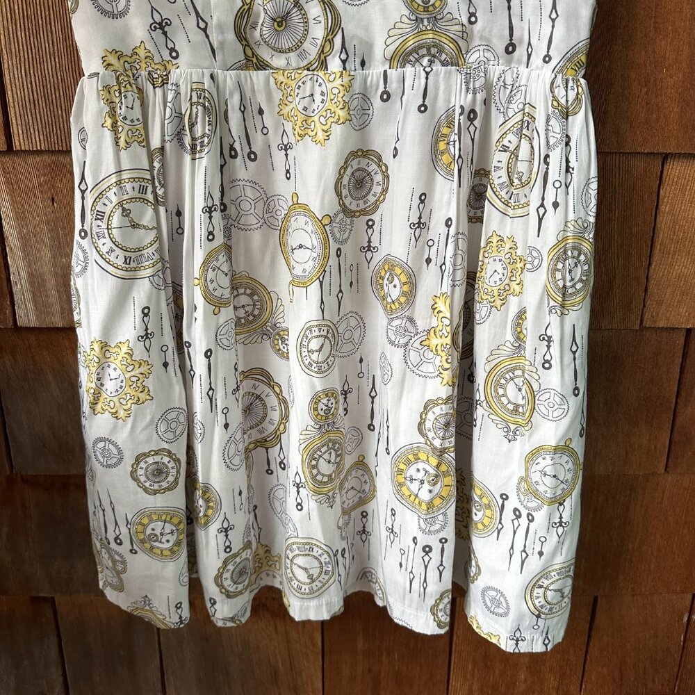 EUC Modcloth Bea & Dot Time is of the Elegance Clock Watch Print Dress in Large - Picture 6 of 11